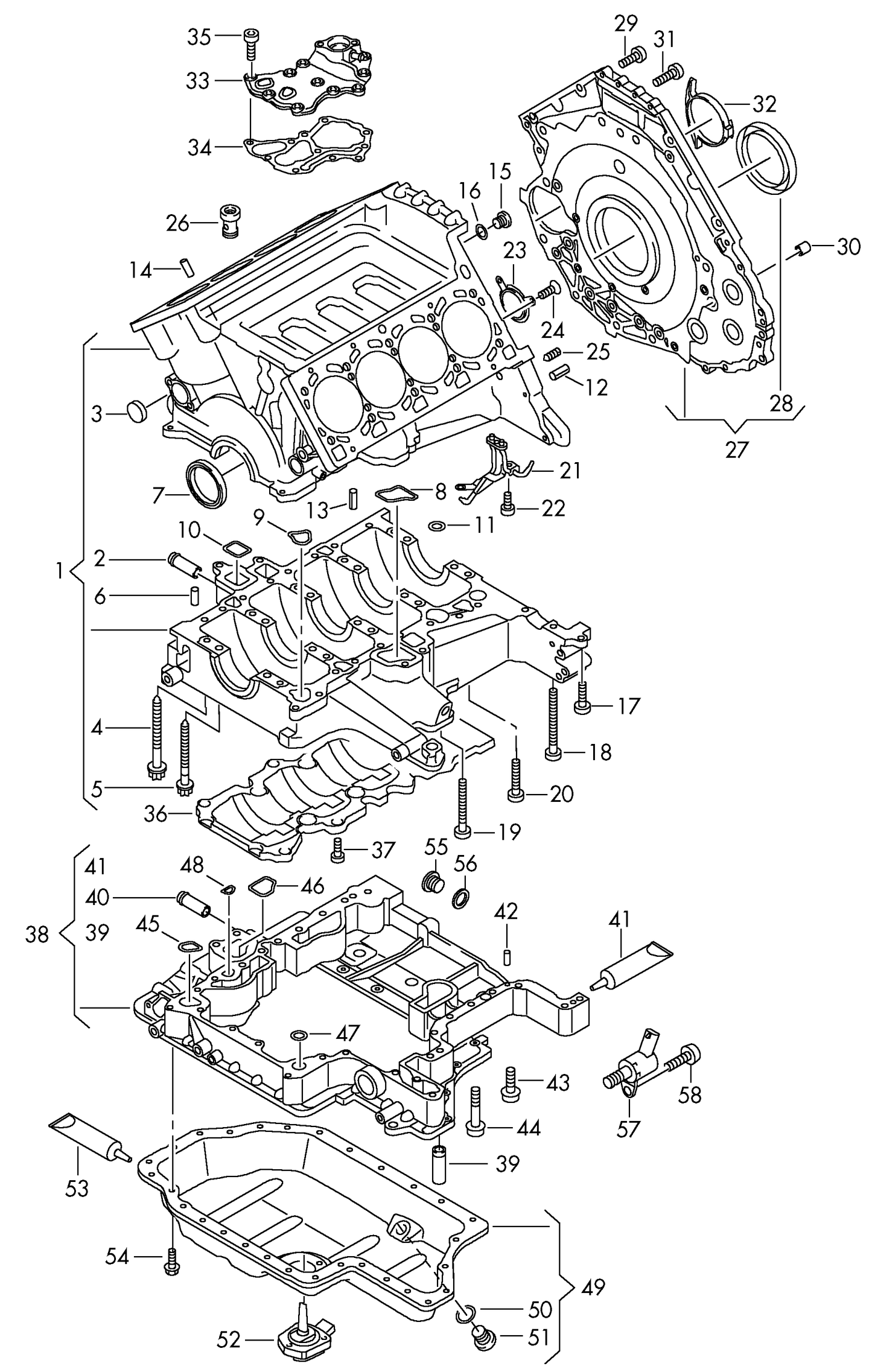 103-012 Touareg 7L crankcase housing sealing flange oil sump 4.2 8-cylinder