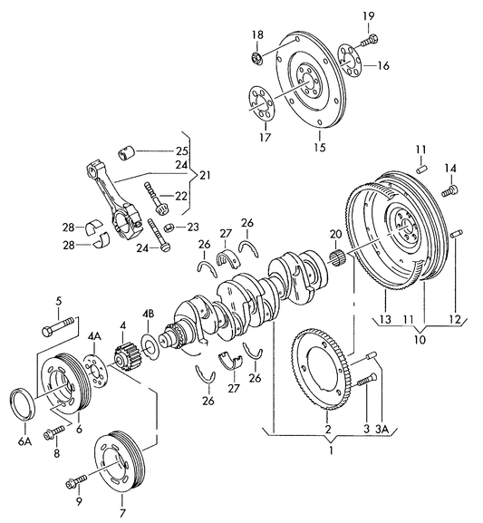 105-030 T5 1.9 crankshaft, flywheel diesel eng.+ AXC,AXB ‘Please select parts from links below, prices will update’