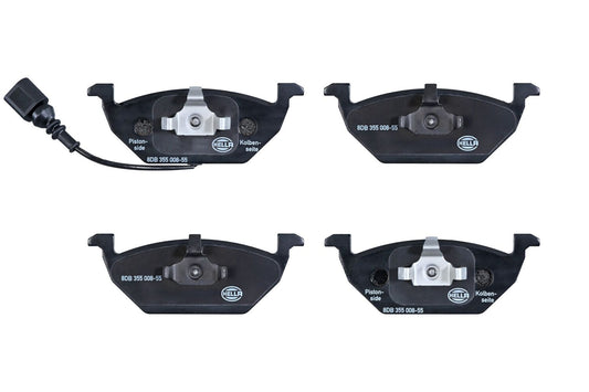 108504A Set of Hella Front Brake Pads with sensors 1.4 70bhp; 1.4 16V;1.6 8V;2.0 8V;1.9TDI 90>115BHP 1999> PR-1LA,1LR, 1LS, 1ZM, 1LQ, 1ZF