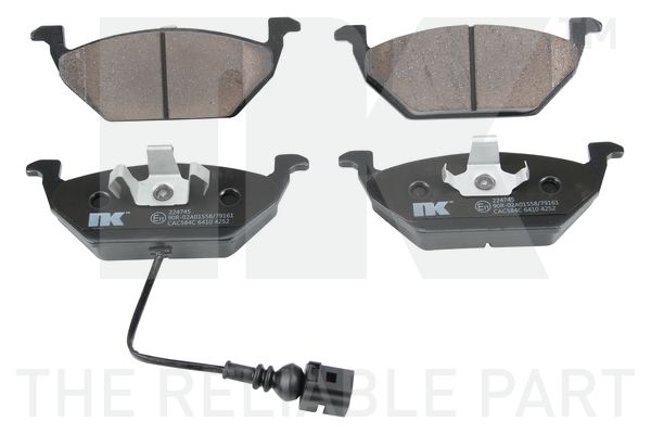 108504 Set of NK Front Brake Pads with sensors 1.4 70bhp; 1.4 16V;1.6 8V;2.0 8V;1.9TDI 90>115BHP 1999> PR-1LA,1LR, 1LS, 1ZM, 1LQ, 1ZF