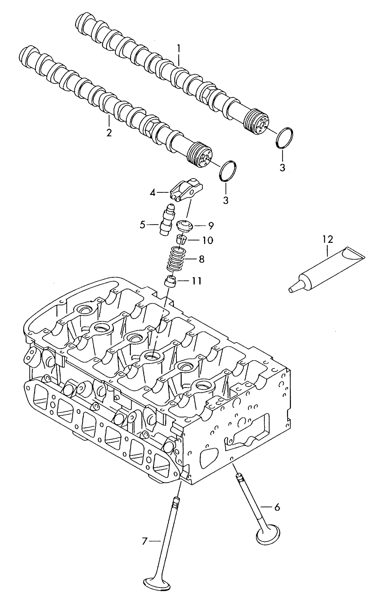 109-005 Touareg 7L camshaft, valves 3.2 6-cylinder+ BMV,BMX,BRJ