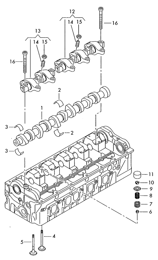 109-035 Touareg 7L camshaft, valves 2.5 5-cylinder+ diesel eng.+ BAC,BLK,BPD, BPE