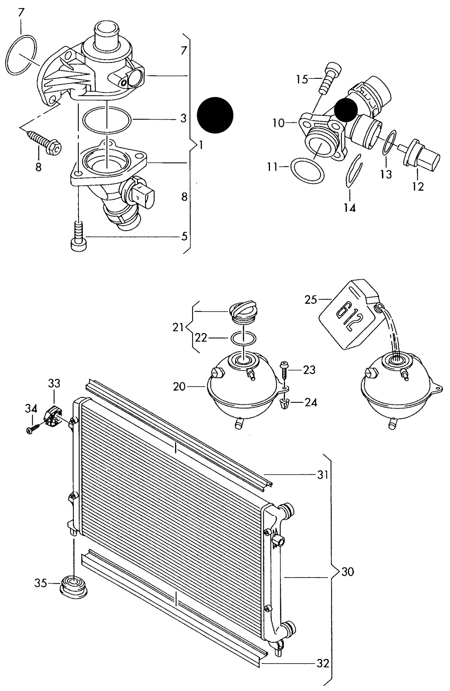 (ITEM 1) 110355 OE Thermostat & Flange 87oC VAG 2.0L BVY,BVZ