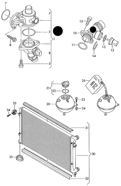 (ITEM 1) 110355 OE Thermostat & Flange 87oC VAG 2.0L BVY,BVZ