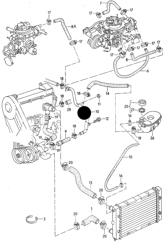 (ITEM 10) 100258 Metal Coolant Pipe  Golf MK2 1.6/1.8 8v Carb 'Special order 2-5 days'