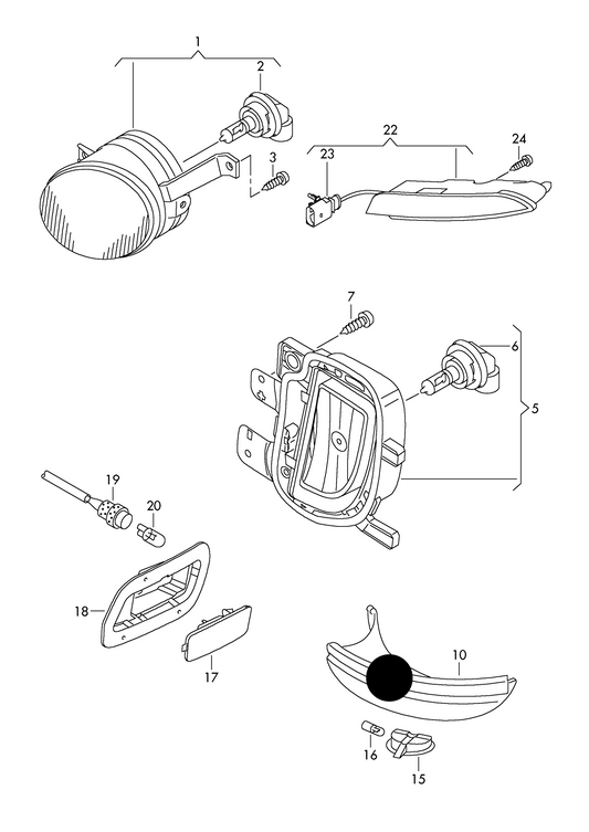 (ITEM 10) 9-6320 GOLF (Exc.ESTATE) 09-6/13 TOURAN 10-15 M/IND (Inc.P/LAMP) RH