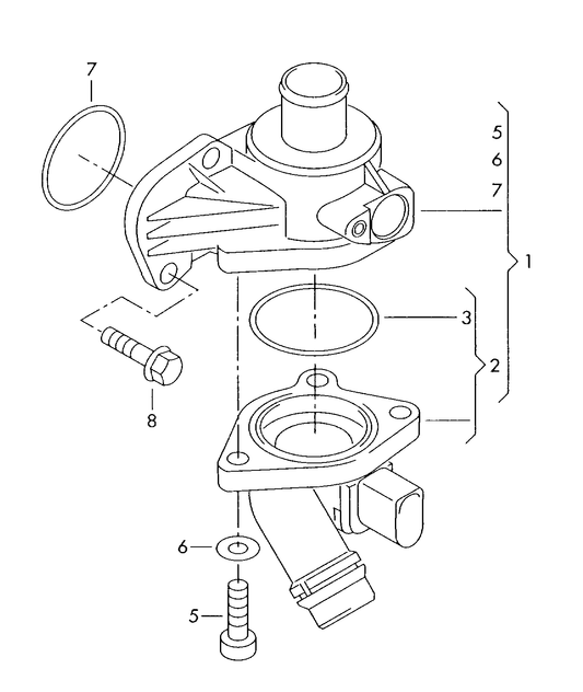 (ITEM 1) 116595 OEM Coolant regulator A4/A6/Exeo 2.0 ltr. BGB,BUL,BWE, BPJ,BYK