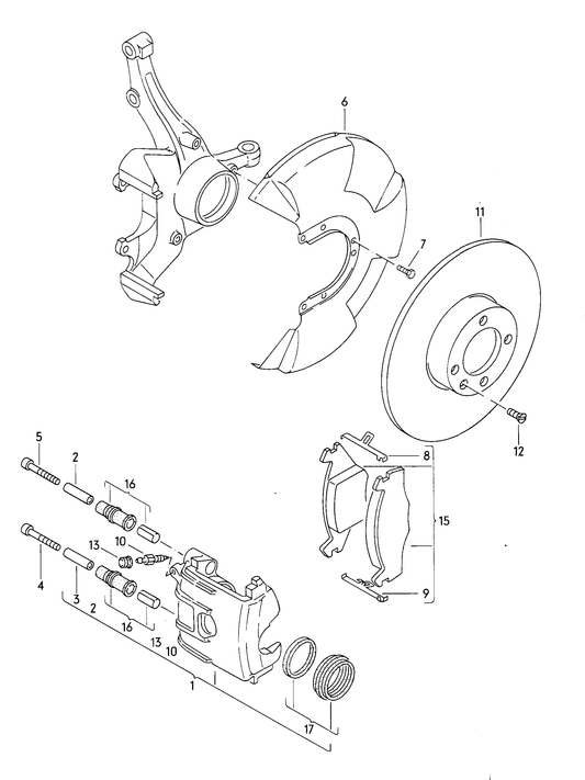 118-000 Golf mk2 floating caliper brake brake caliper housing brake disc 	GOLF,JETTA EZ,GU,RA,RF, RH,RP,PN,JR, MF,RV automatic+ JP,ME "J..".ME,MF "D..": post JP,JR