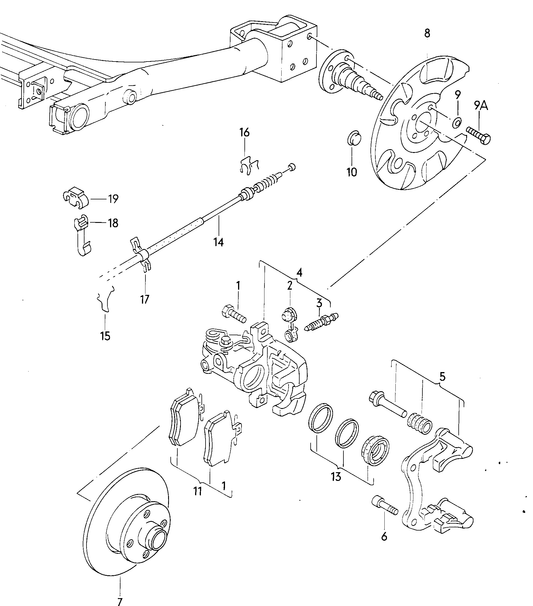 119-000 Golf mk2 Rear floating caliper brake brake caliper housing calliper carrier brake disc brake cable for models with anti-lock brake system -abs- 	KR,PB,PF,PL. GT-SPECIAL GU,RH,RP,RV, JR