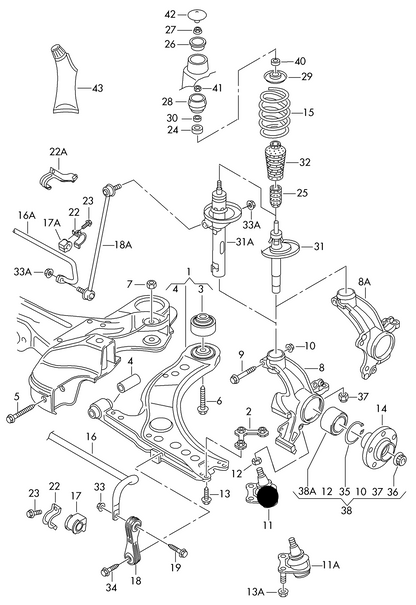 (ITEM 11) 111148 Front Lower Ball Joint-Lefr/Right Audi S3/TT