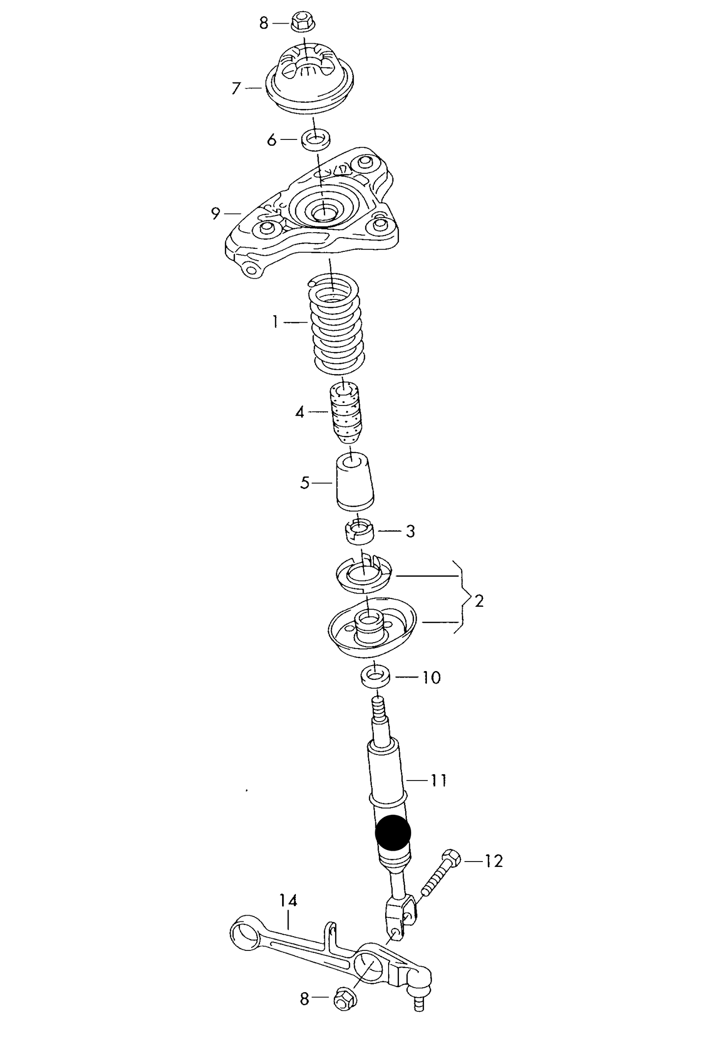 (ITEM 11) 109421 GAS Front Suspension Strut Audi A4 01>08 STD Suspension PR-1BA