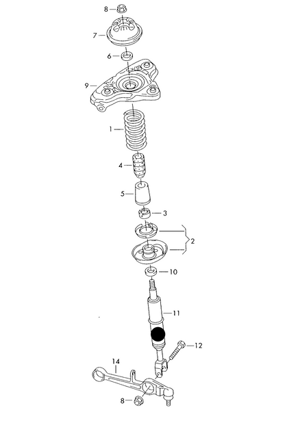 (ITEM 11) 109421 GAS Front Suspension Strut Audi A4 01>08 STD Suspension PR-1BA