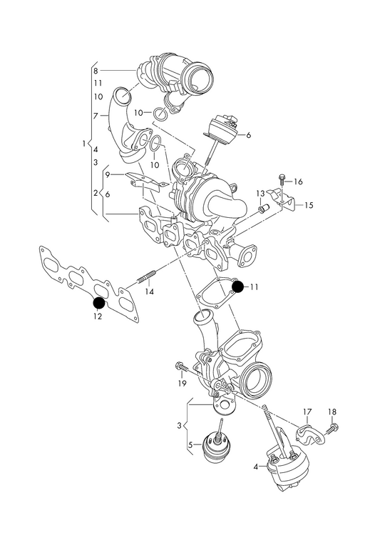 (items 11,12 etc) 877670 Elring Turbo gasket set T6 2.0TDI 2016>2019