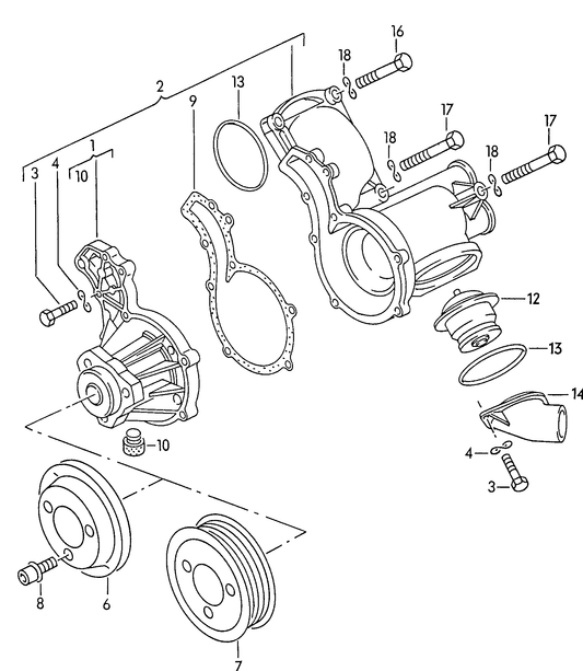 121-010 T4 7D 1.9TD/2.0 coolant pump 	4-cylinder+ AAC diesel eng.+ ABL 	'Please select parts from links below-prices will update'