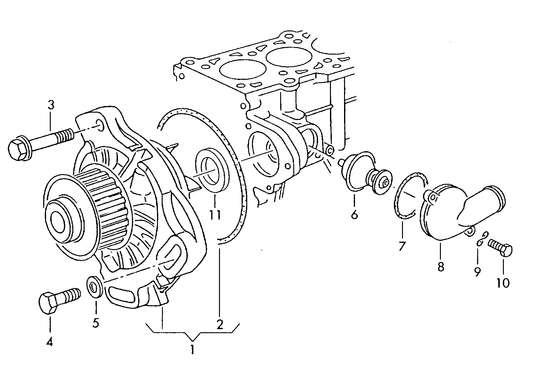 121-015 T4 2.4D/2.5D coolant pump 	5-cylinder+ AET; "CN.","GUS": AEN,AEU; diesel eng.+ ACV,AJA 'Please select parts from links below-prices will update'