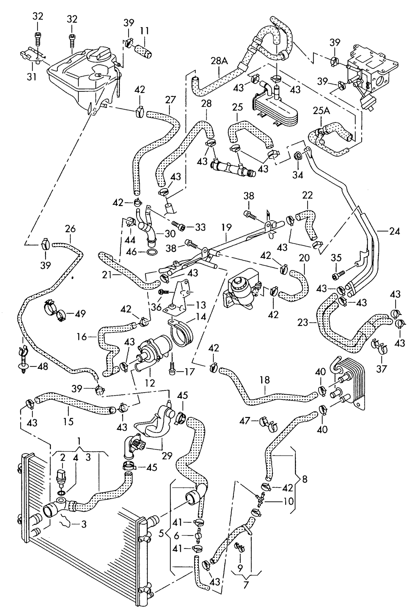 121-050 Touareg 7L coolant cooling system 2.5 BAC,BLK