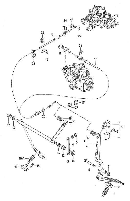 129-000 Golf mk2 accelerator pedal / accelerator cable Manual