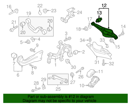 (item 12) 113995 TP Rear Lower Tennis Racket Wishbone LH/RH