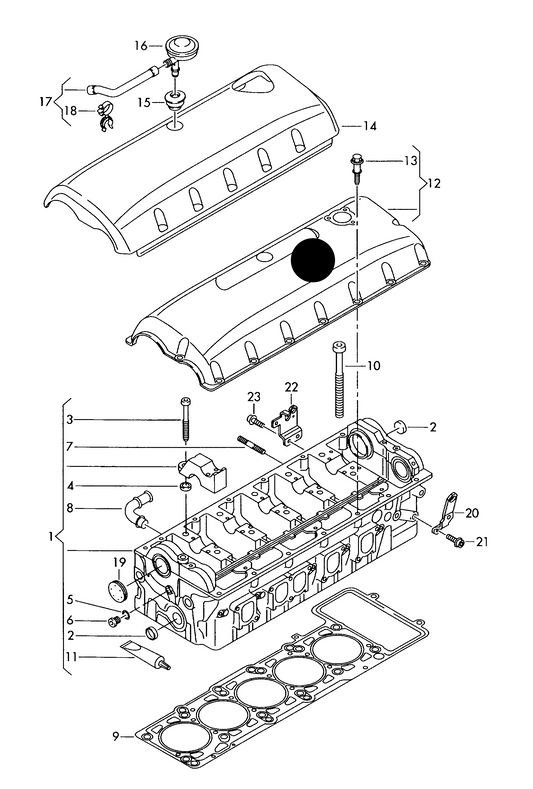 (item 12) 107464 Metzger Rocker cover & gasket kit 2.5TDI AXD,AXE,BLJ