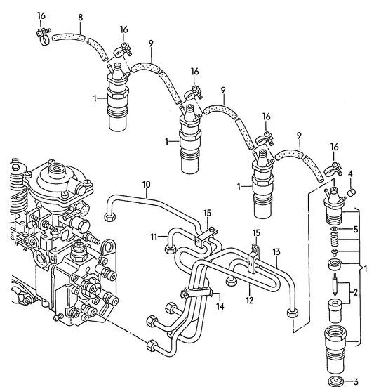 130-060 T4 7D 1.9TD injection nozzle pressure pipes 	diesel eng.+ ABL 'Please select parts from links below-prices will update'