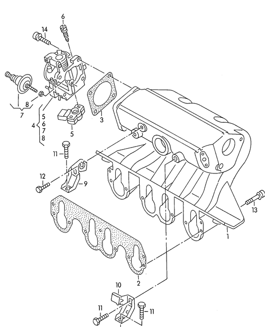 133-020 T4 7D 2.0 intake system  4-cylinder+ AAC 'Please select parts from links below-prices will update'