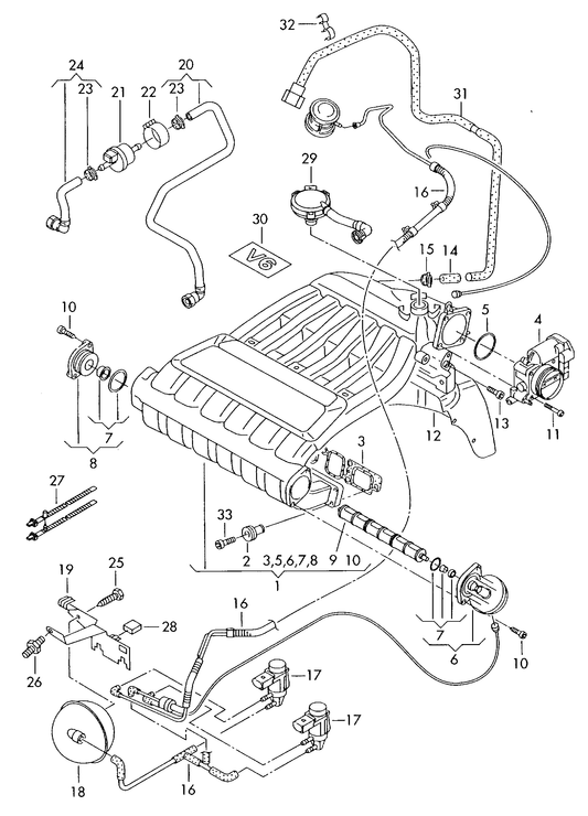 133-080 Touareg 7L intake system vacuum system throttle valve control element 3.0 6-cylinder+ BMV,BMX,BRJ