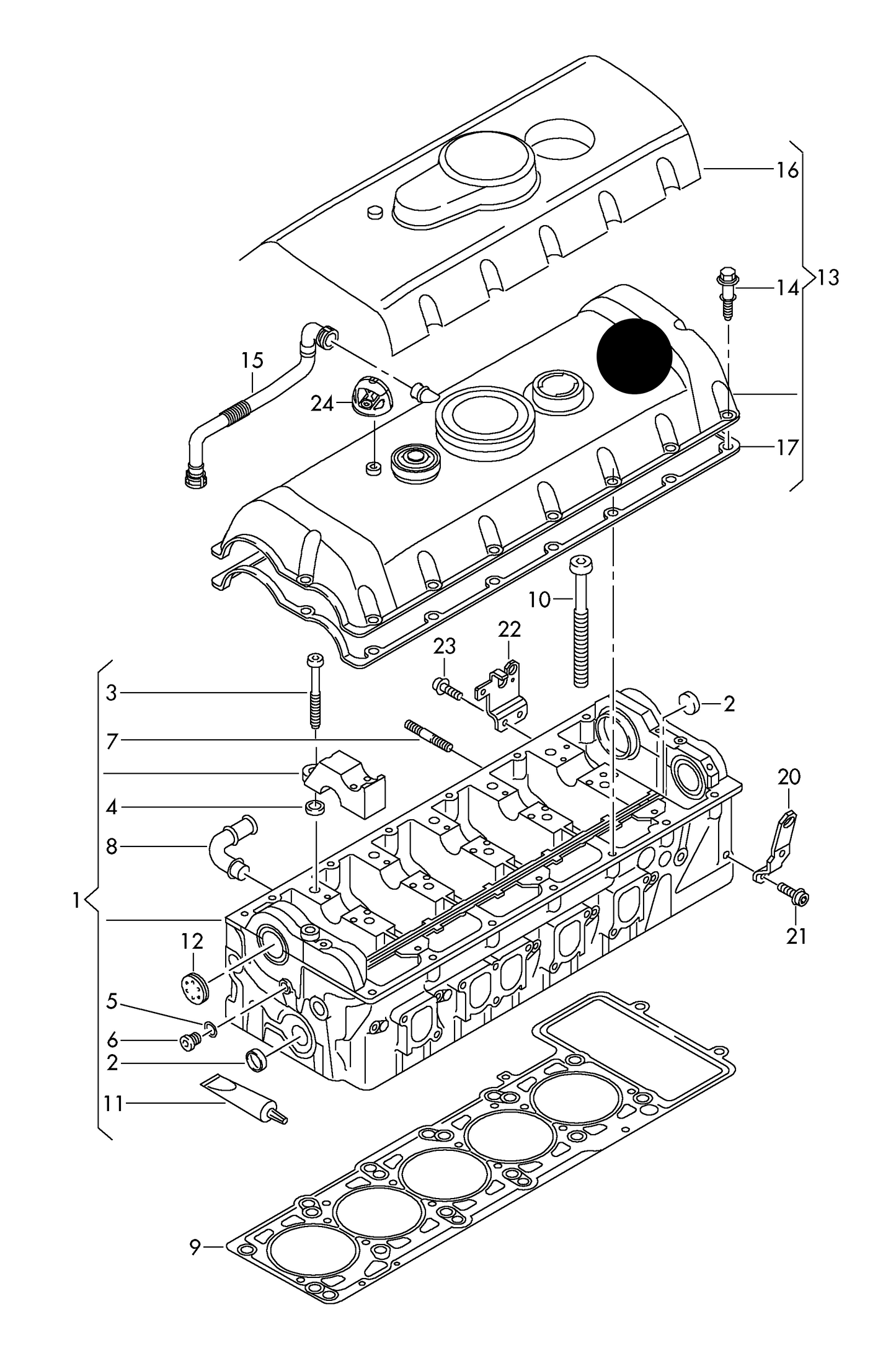 (item 13+14) 179021 Febi Rocker cover & gasket kit 2.5TDI BNZ,BPC