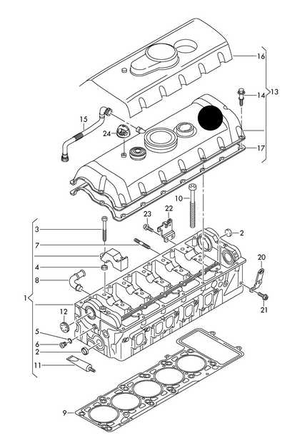 (item 13+14) 179021 Febi Rocker cover & gasket kit 2.5TDI BNZ,BPC