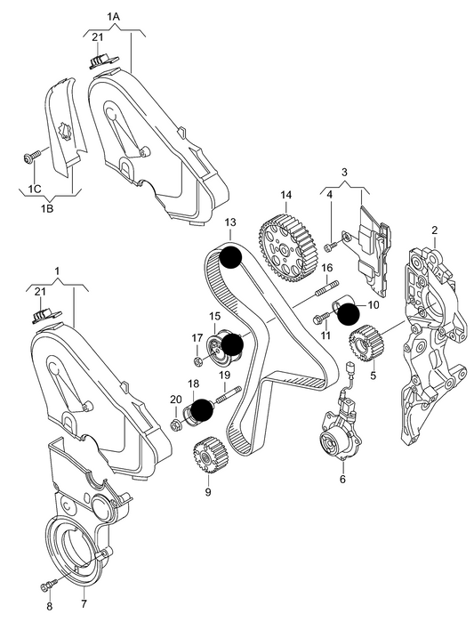 (Items 10,13,15+18) 117298 SKF Cambelt Kit 1.6/2.0TDI CR 2012>2019