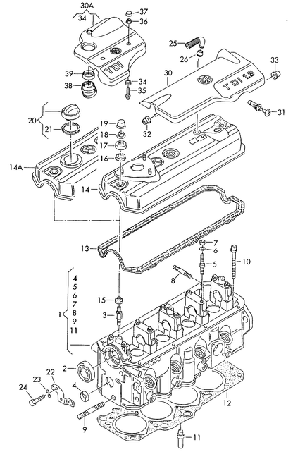 (13) 100289 Rocker Cover Gasket & Seals 1.9TDI >95