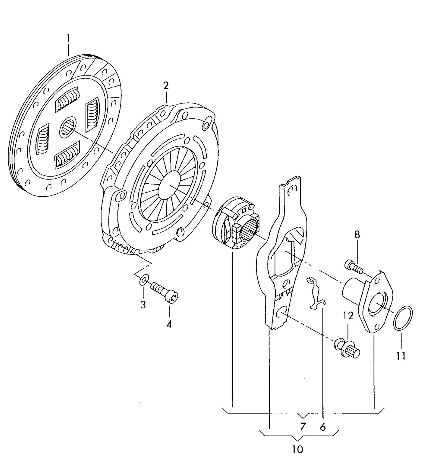 (7) 109631 LUK release bearing with guide sleeve