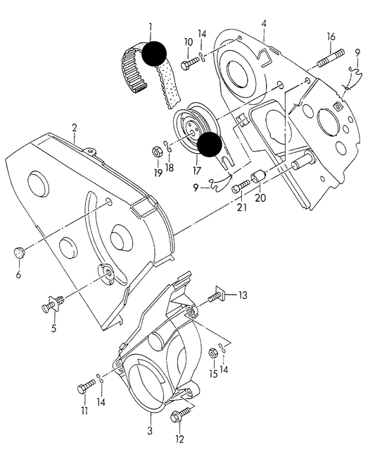 (ITEMS 1+17) 21238 Cambelt Belt Kit '2pc' 1.9D 64BHP AEF,AGD