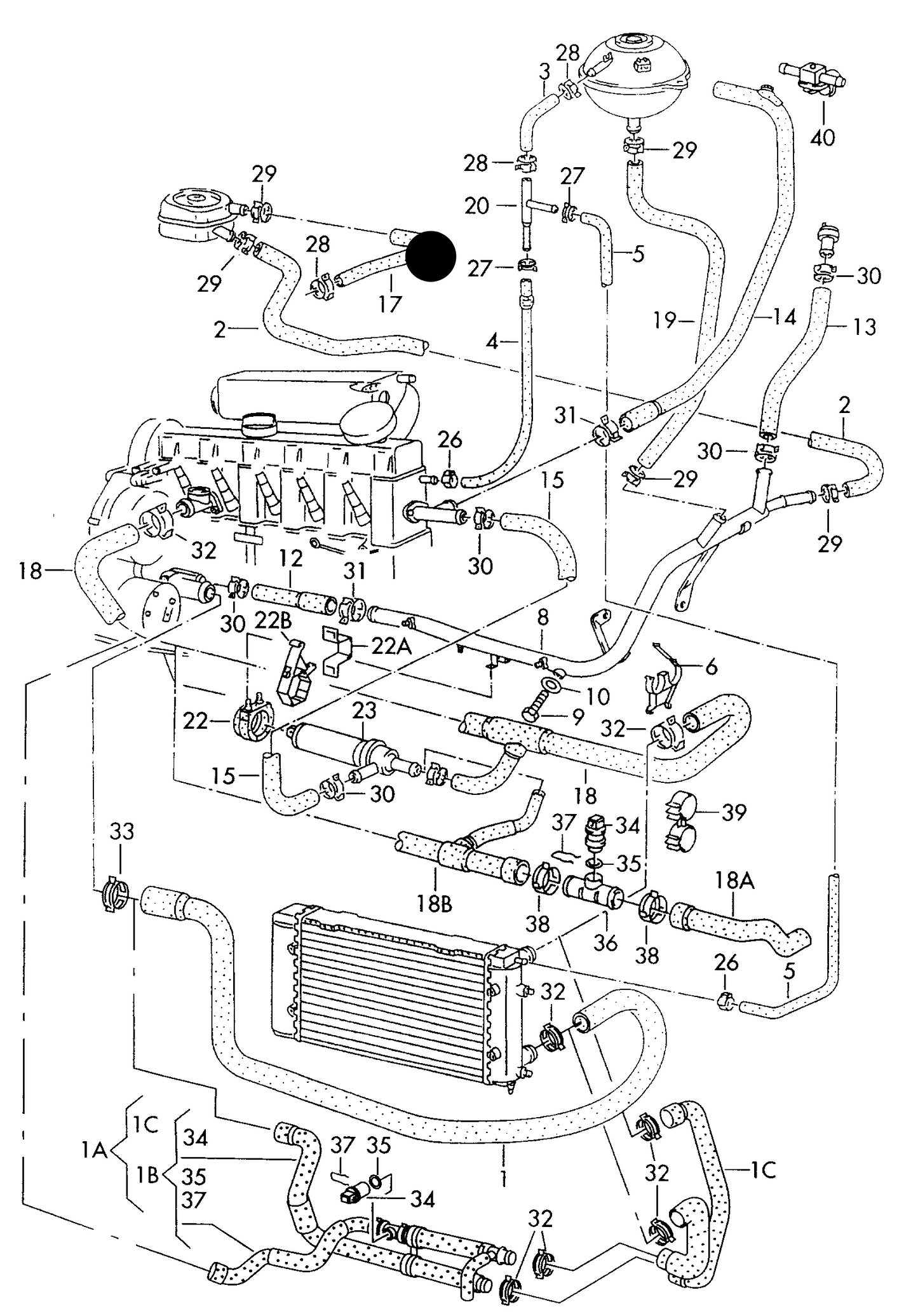 (item 17) 108805 Coolant Hose From Oil Cooler To Block T4 2.4D/2.5/2.5D