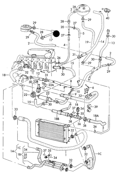 (item 17) 108805 Coolant Hose From Oil Cooler To Block T4 2.4D/2.5/2.5D