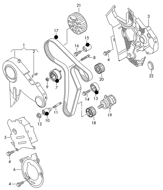 (items 7,10,13,15 & 17) 112980 Michelin Cambelt Kit '5pc' 2.0TDI 16V 'CR' 110-170BHP CBAA,CBAB, CBBB,CBDC, CBAC