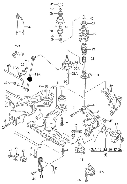 (ITEM 18A) 109692 Front Anti-Roll Bar Link-Right AUDI R32/S3/TT