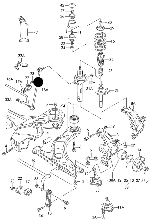 (ITEM 18A) 109691 Front Anti-Roll Bar Link-Left AUDI R32/S3/TT