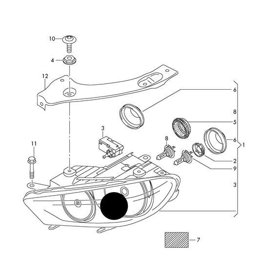 (Item 1) HL9068 R/H Headlamp assy  Scirocco 2009>2014 RHD