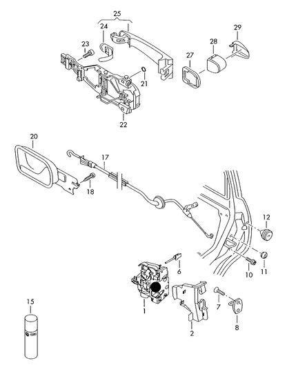 (item 1) 115648 H&B Door Lock; Rear Right  7pin with central locking, with double sealing