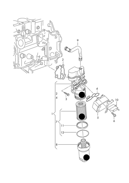 (item 1) 116904 Adl/Febi Bilstein Oil Filter Housing with oil filter incl seal 2.0FSI petrol eng.+ AXW,BLX,BLY, BMB,AXX,BLR, BWA,BVY,BVZ, BHZ,BPY,BZC 'If not in stock-Special order UK 1-2 days'