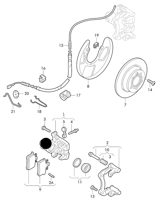 (ITEM 1) 178932 RH Rear Brake Caliper-38mm VAG 97>00 PR-1KS,1KV excluding V5/V6