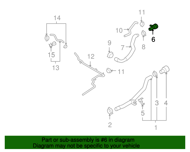 (6) 111238 Coupling Body, Coupling, Hose Assembly Coupling, Upper Coupling, Radiator Coolant Hose Adapter, Y-Piece, Couplpiece