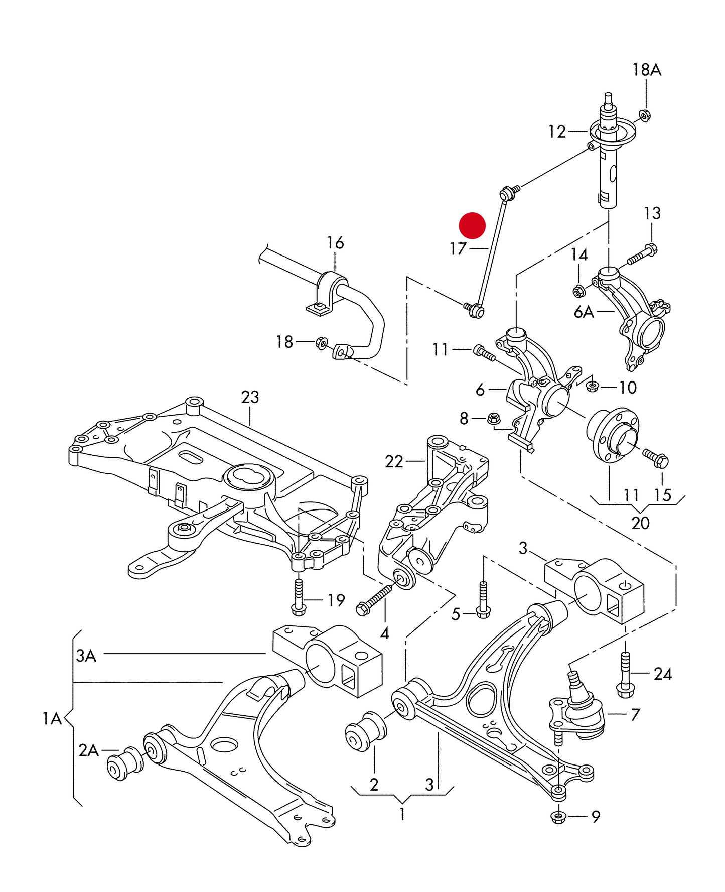 (17) 110135A H/D Front Anti-Roll Bar Stabiliser Drop Link – VW Audi Seat Skoda