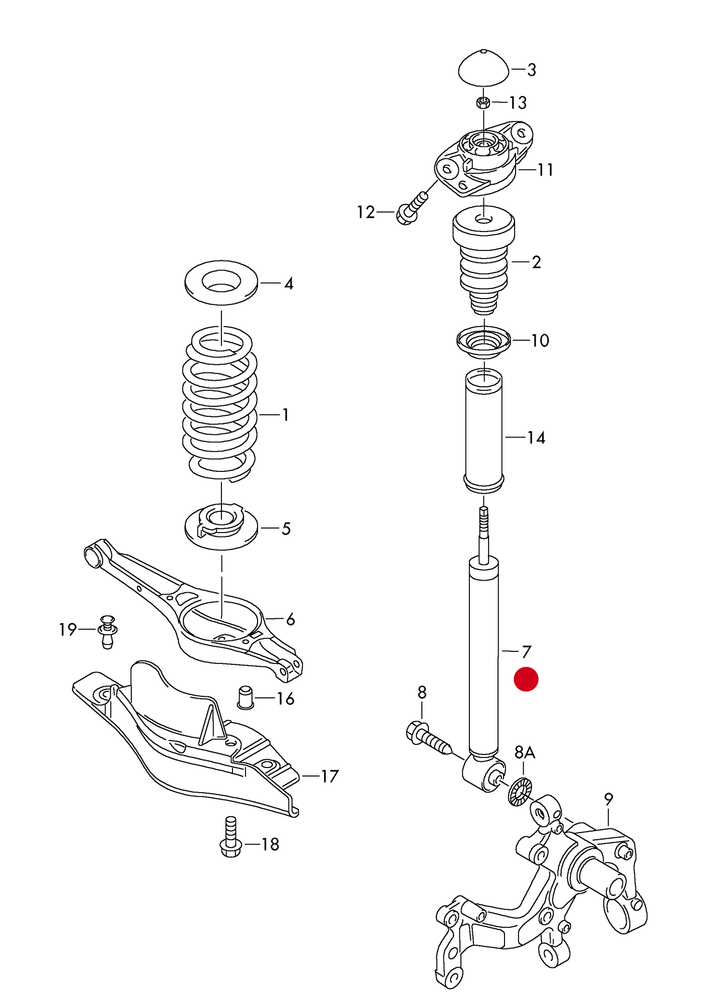 (7) 110156A CD Gas Rear shock absorber (use in pairs only) PR-1JA+0YA, 0YB,0YC