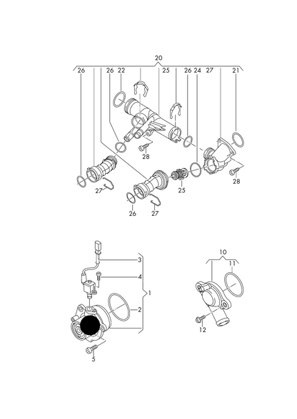 (1) 117056 Water Pump switchable integrated disabling contact type (04L907284) 1.6/2.0tdi CR