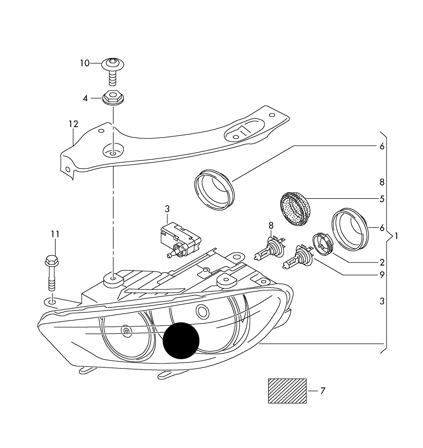 (Item 1) HL9069 L/H Headlamp assy  Scirocco 2009>2014 RHD