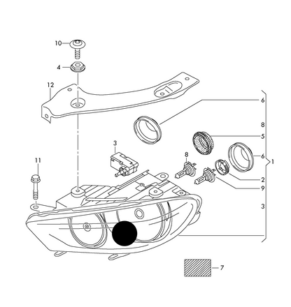 (Item 1) HL9069 L/H Headlamp assy  Scirocco 2009>2014 RHD