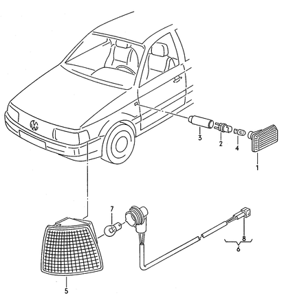 (1) 103571 AMBER FLASHER LAMP>SIDE WING VW PASSAT 1988>1993