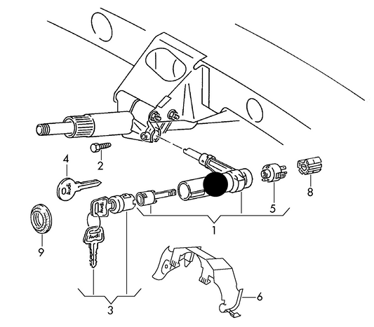 (ITEM 1) 4B0.905.851/A GENUINE steering lock with/without ignition/ starter switch without lock cylinder F 8D-V-000 001>>