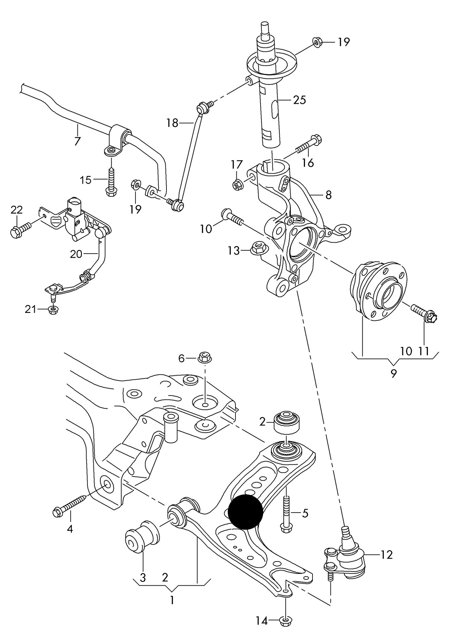 (Item 1) 116564 Trupart L/H Front wishbone incl bushes & ball joint GOLF MK7 10/12>9/20 A3 8V 12>20 LEON 5F & OCTAVIA 5E 13>20